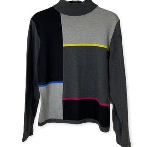 Liz Claiborne long sleeve gray black sweater